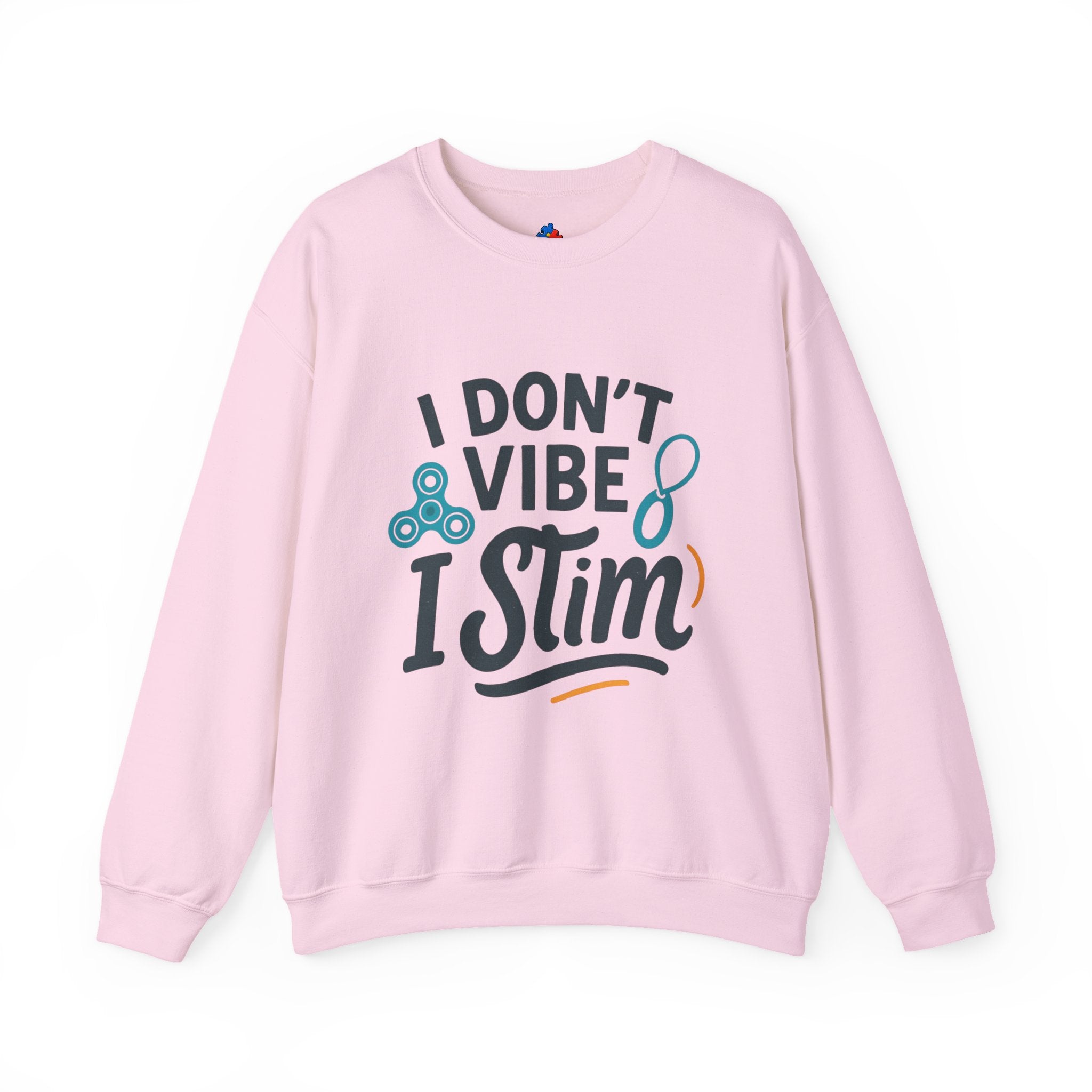 I Don't Vibe I Stim Crewneck Sweatshirt — "Unique'ism" Autism Puzzle Graphic