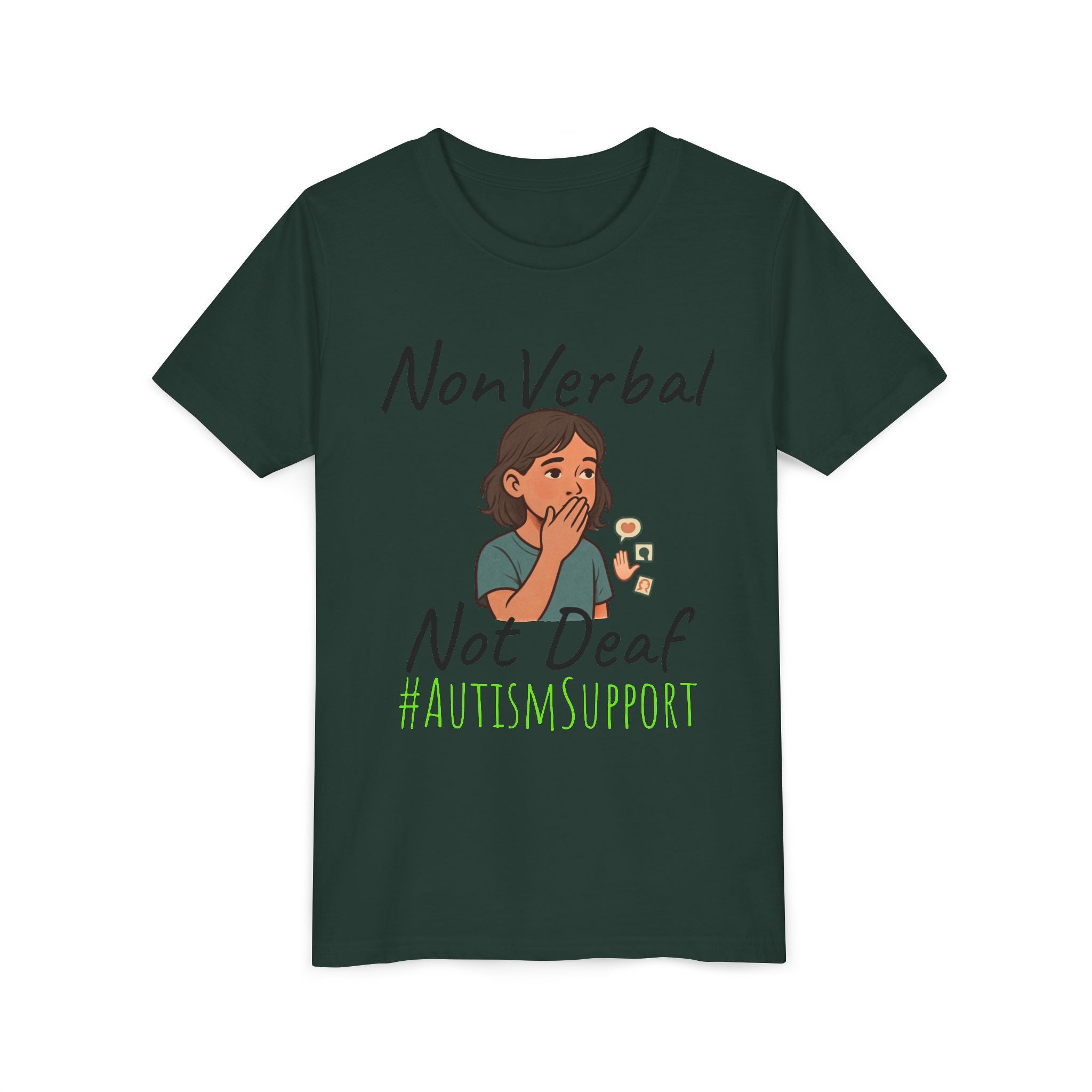 Autism Support Youth Tee — "NonVerbal Not Deaf" & Puzzle Piece "Unique'ism"