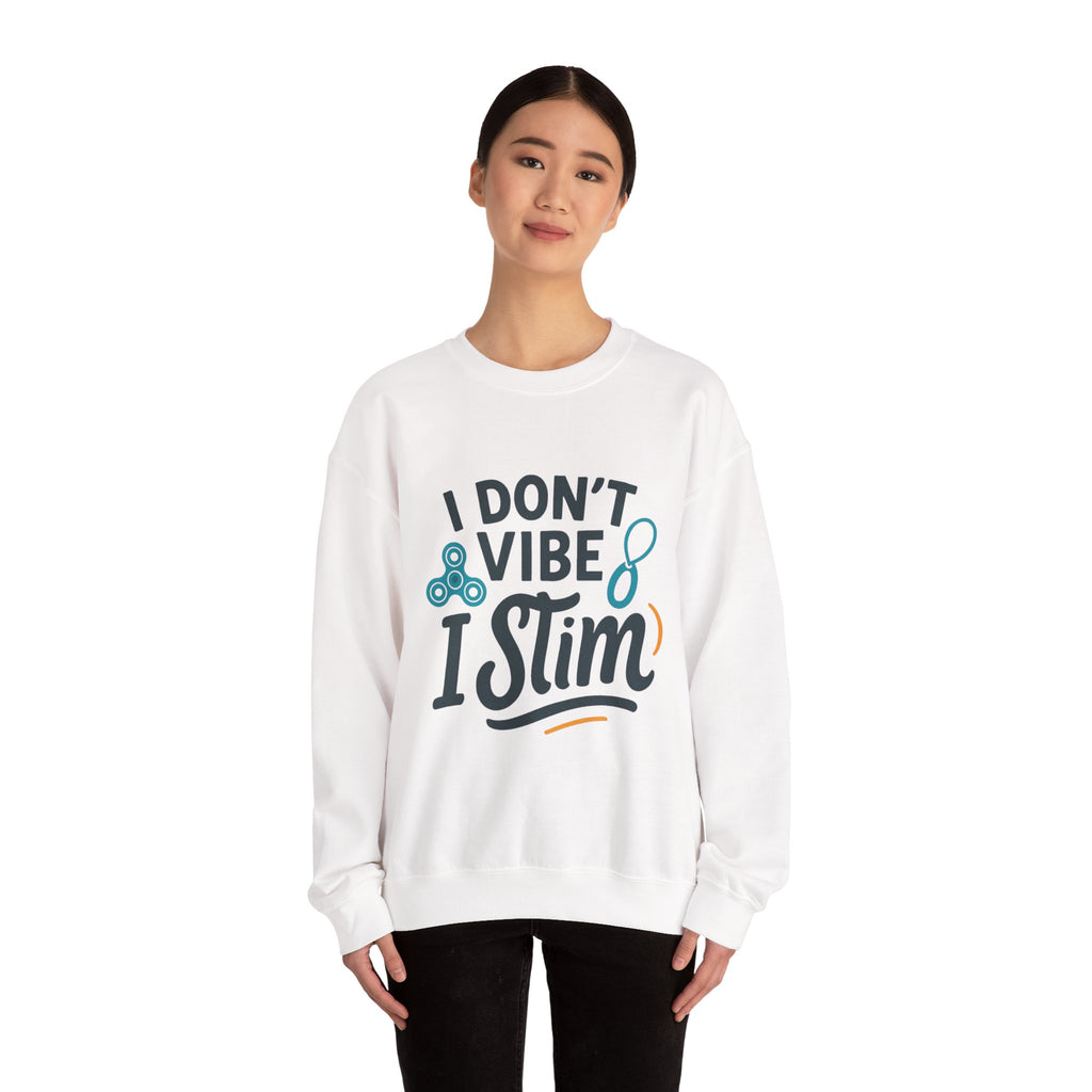 I Don't Vibe I Stim Crewneck Sweatshirt — "Unique'ism" Autism Puzzle Graphic