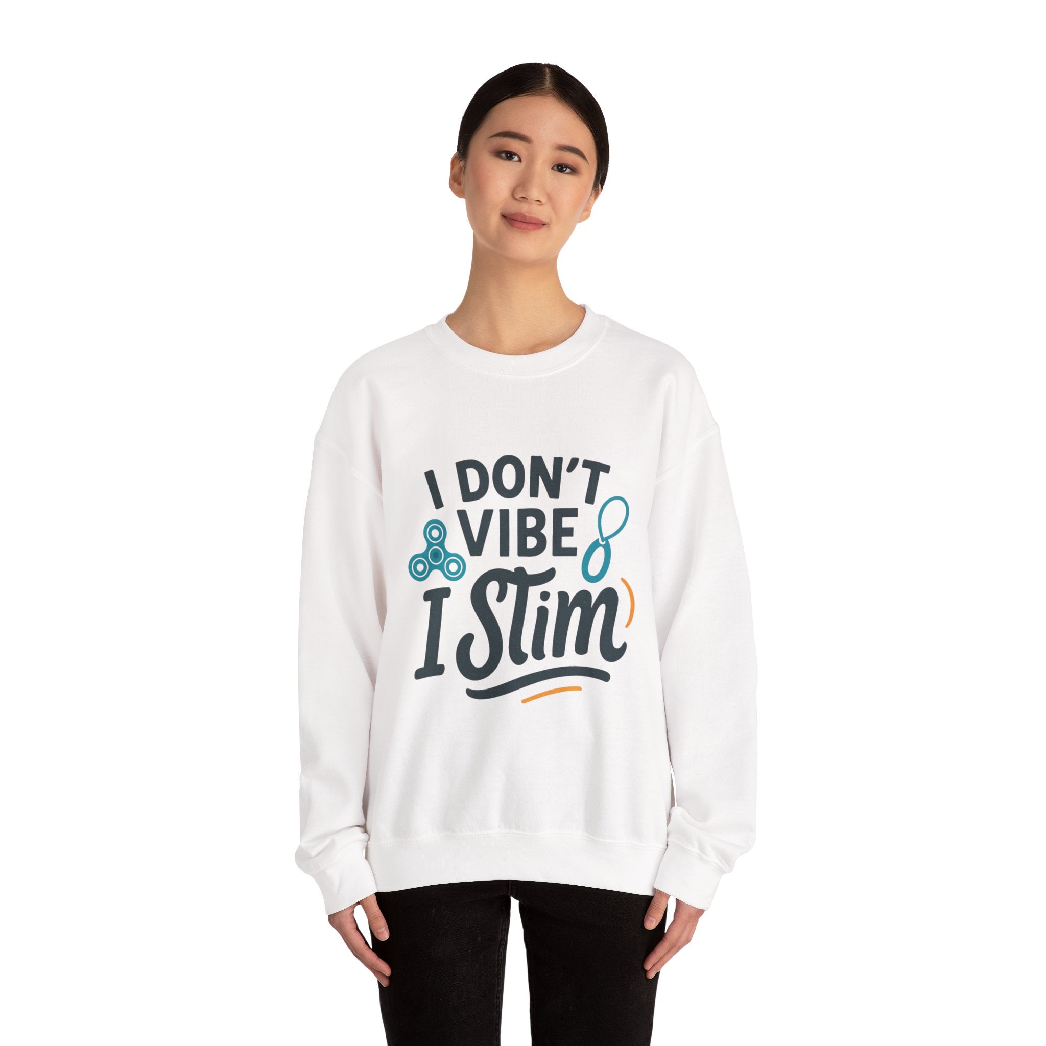 I Don't Vibe I Stim Crewneck Sweatshirt — "Unique'ism" Autism Puzzle Graphic