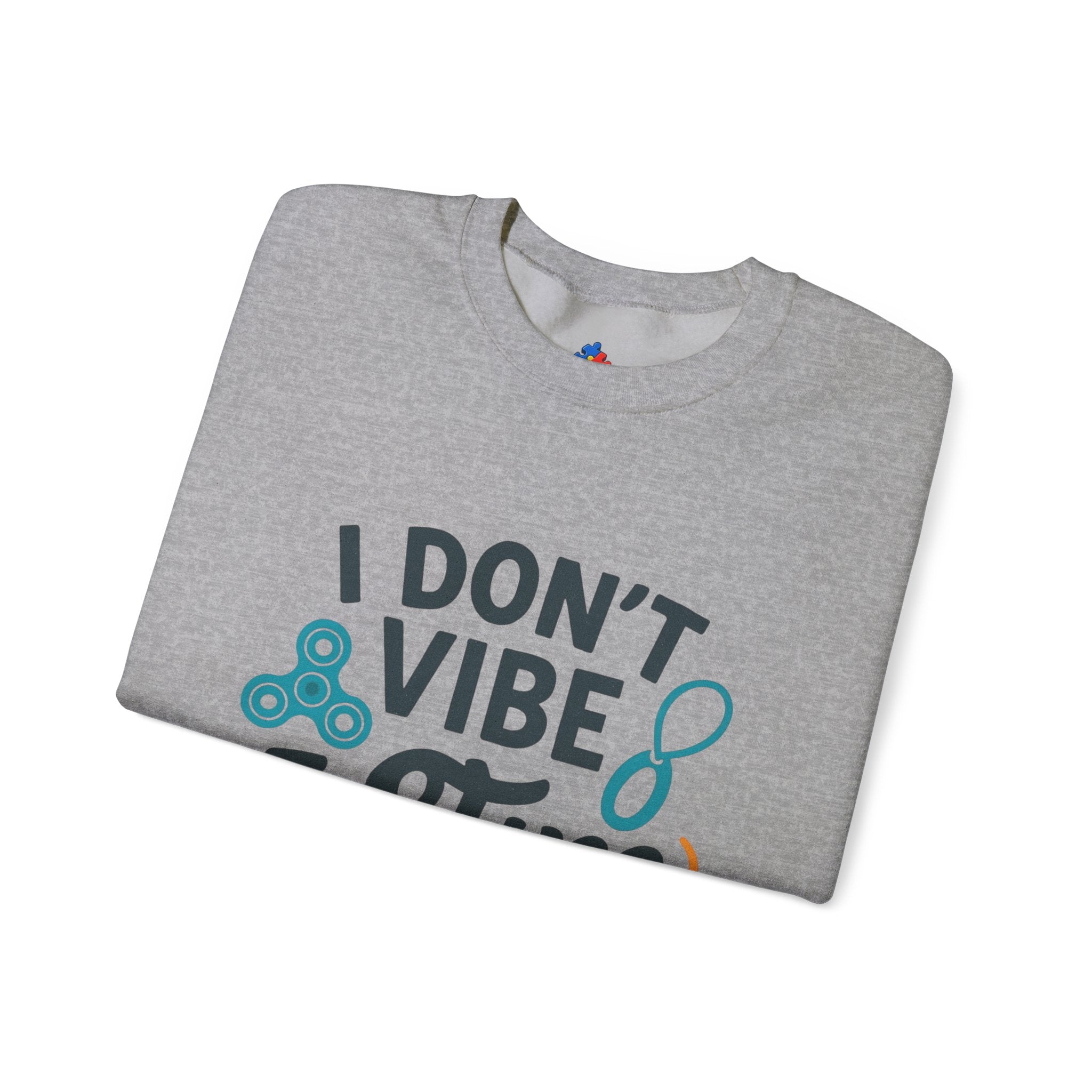 I Don't Vibe I Stim Crewneck Sweatshirt — "Unique'ism" Autism Puzzle Graphic