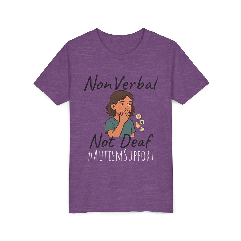 Autism Support Youth Tee — "NonVerbal Not Deaf" & Puzzle Piece "Unique'ism"