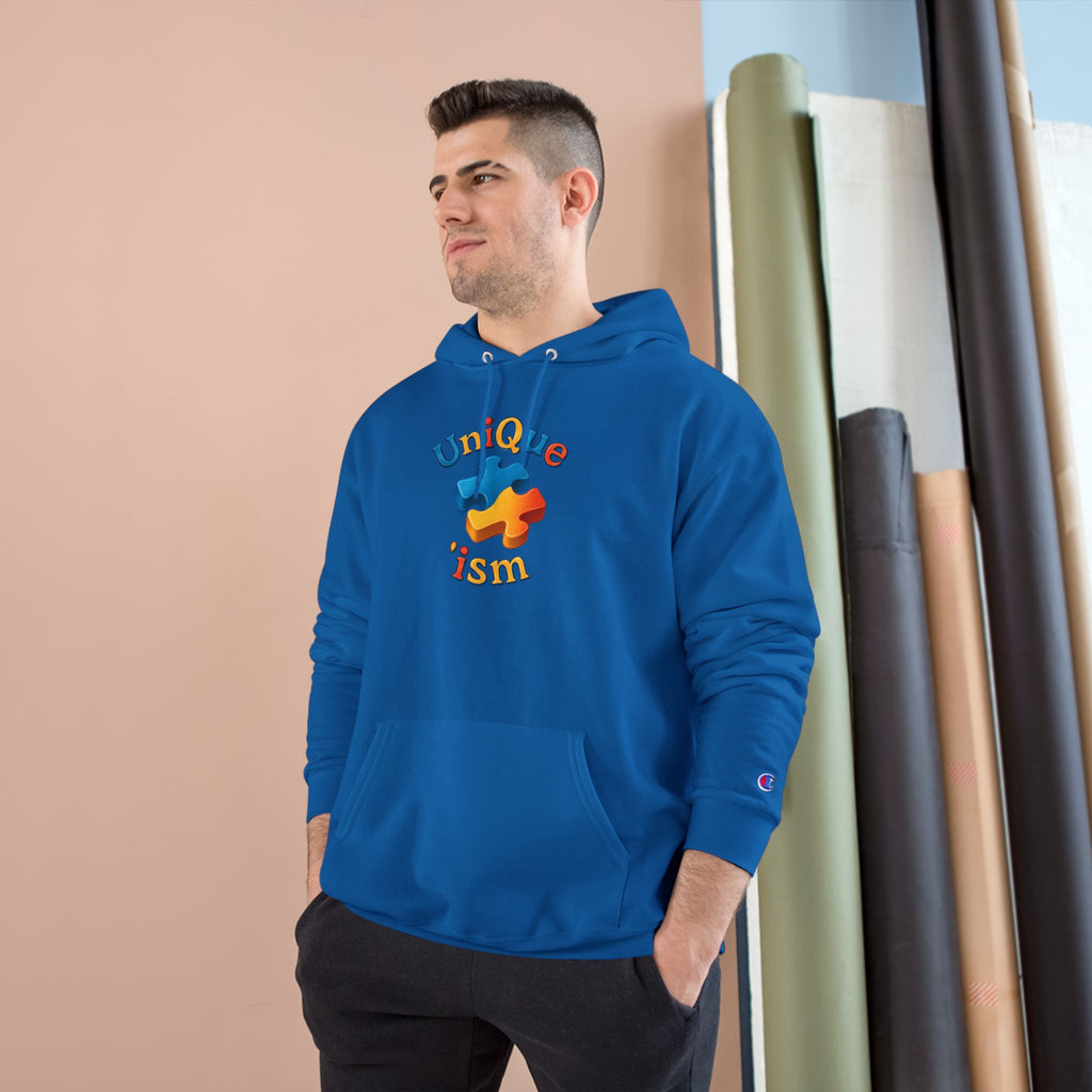 Men/Unisex Champion Hoodie - Autism Awareness Hoodie — Where being yourself is your greatest strength" Back Quote