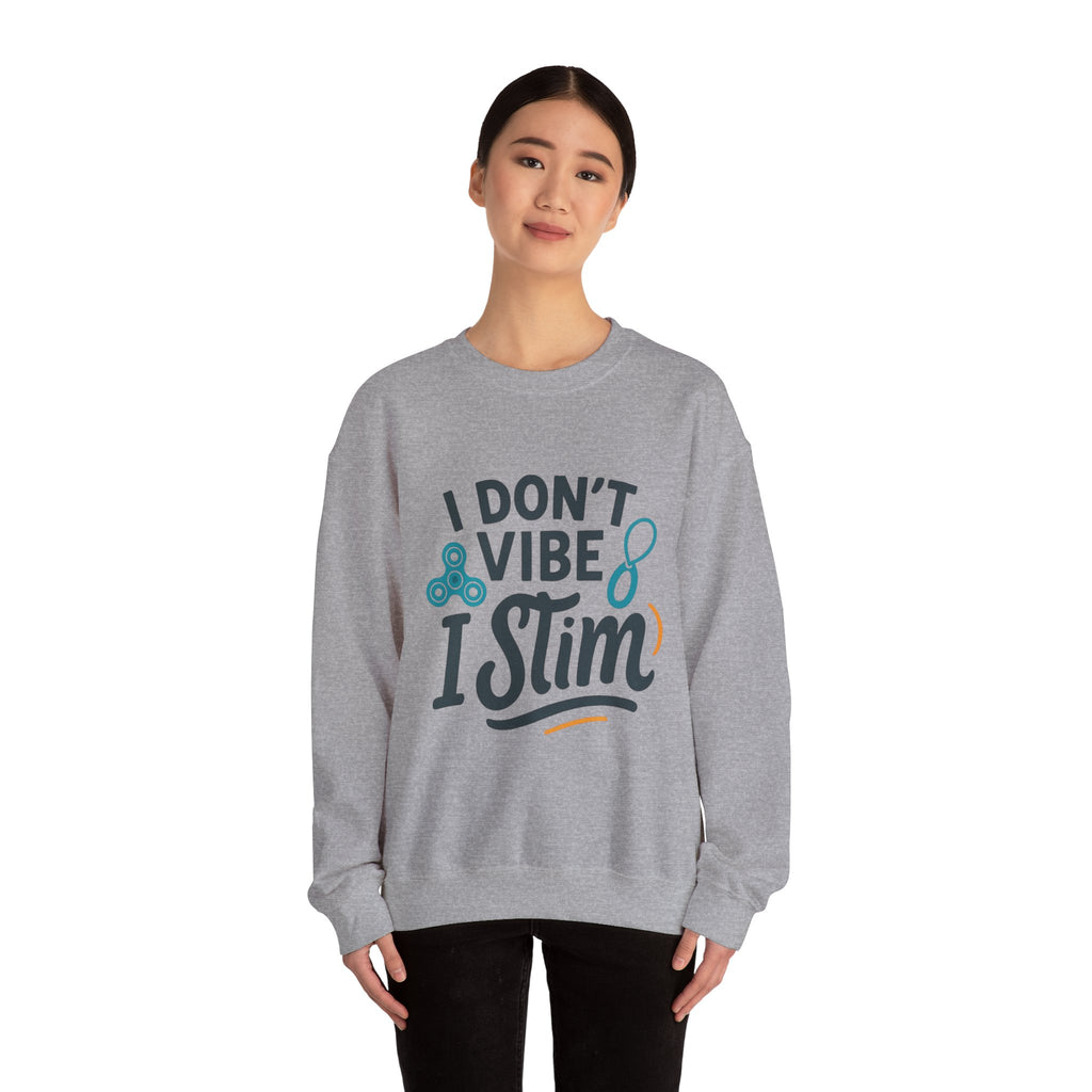 I Don't Vibe I Stim Crewneck Sweatshirt — "Unique'ism" Autism Puzzle Graphic