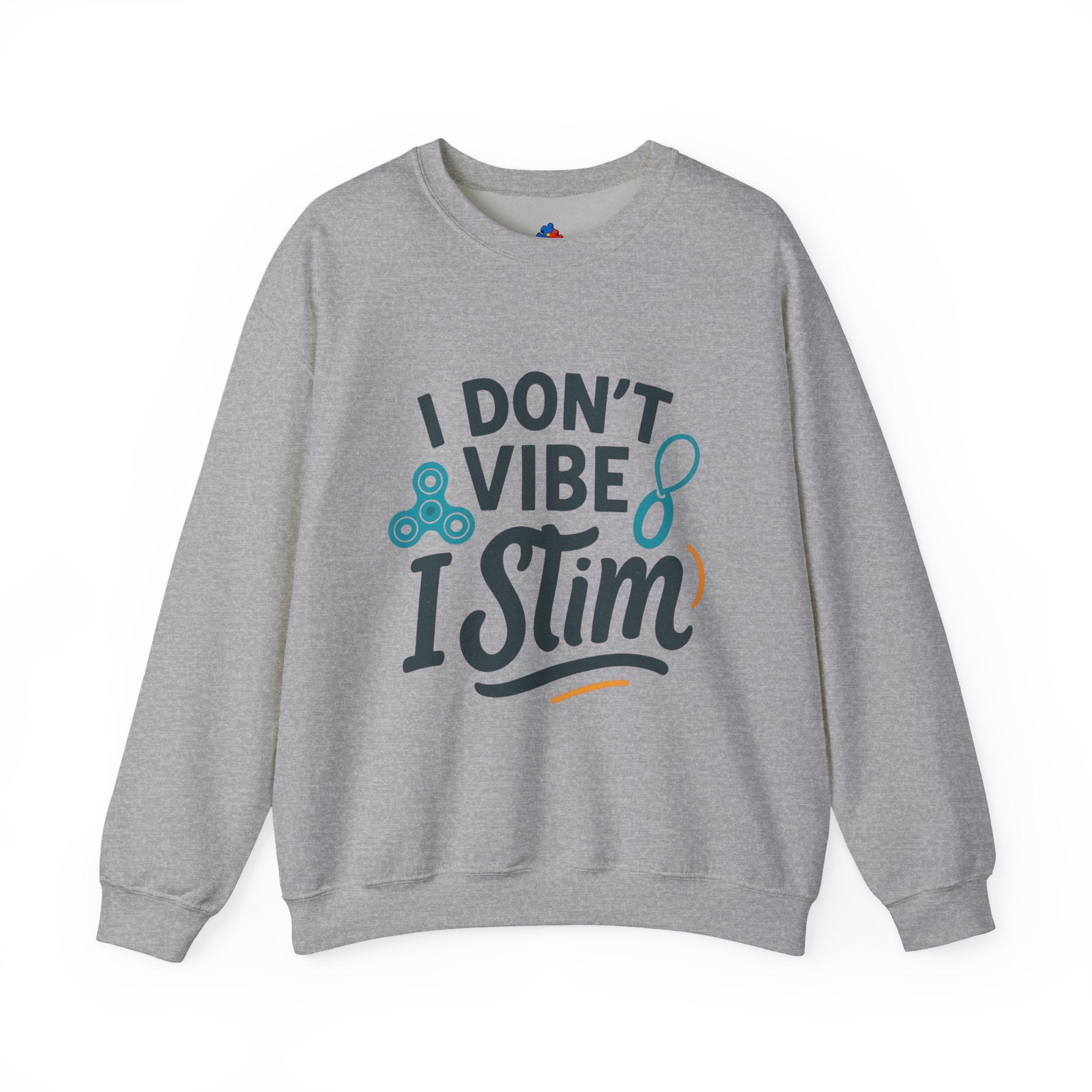 I Don't Vibe I Stim Crewneck Sweatshirt — "Unique'ism" Autism Puzzle Graphic