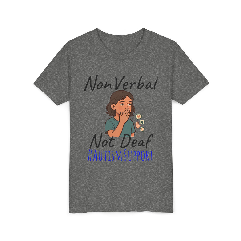 Autism Support Youth Tee — "NonVerbal Not Deaf" & Puzzle Piece "Unique'ism"