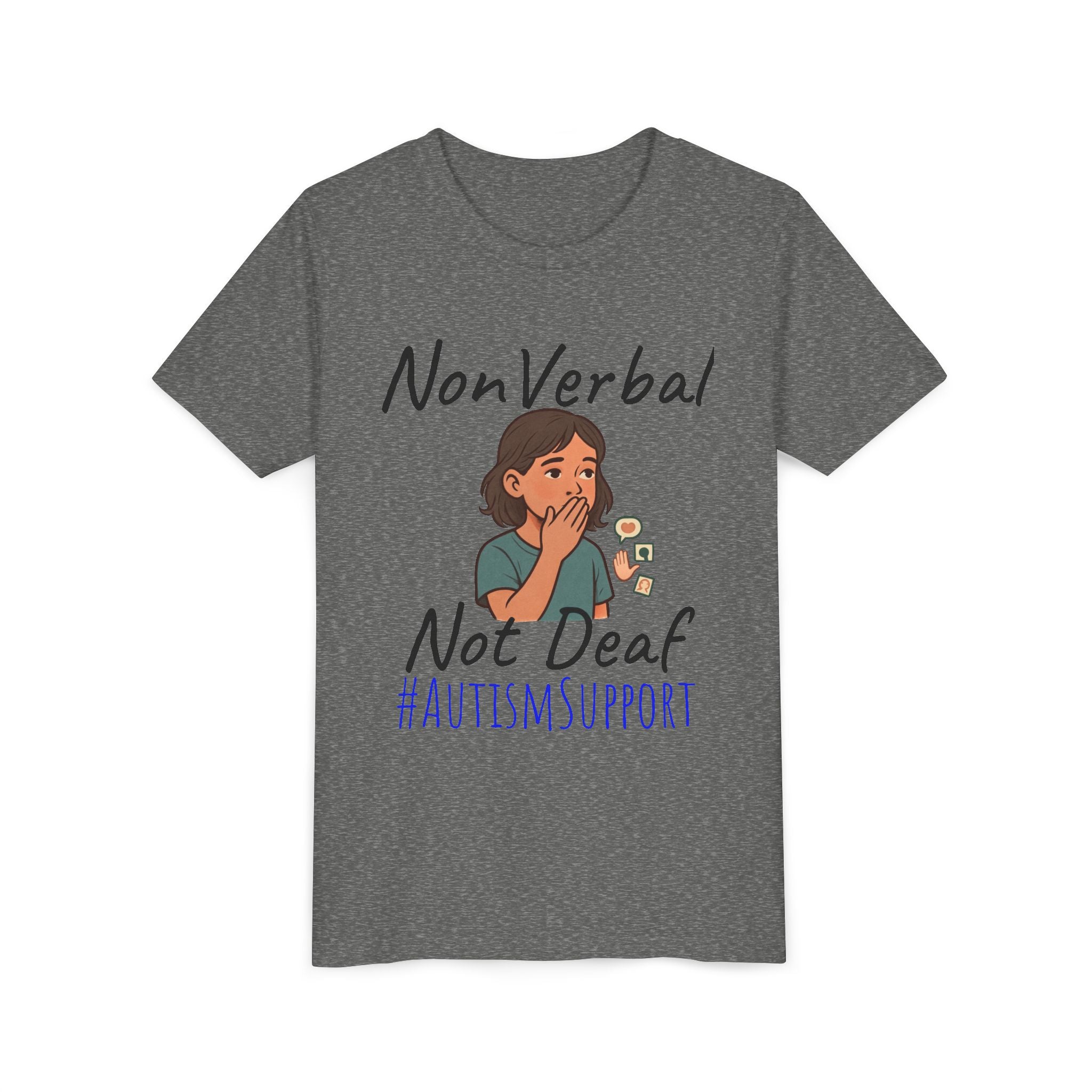 Autism Support Youth Tee — "NonVerbal Not Deaf" & Puzzle Piece "Unique'ism"