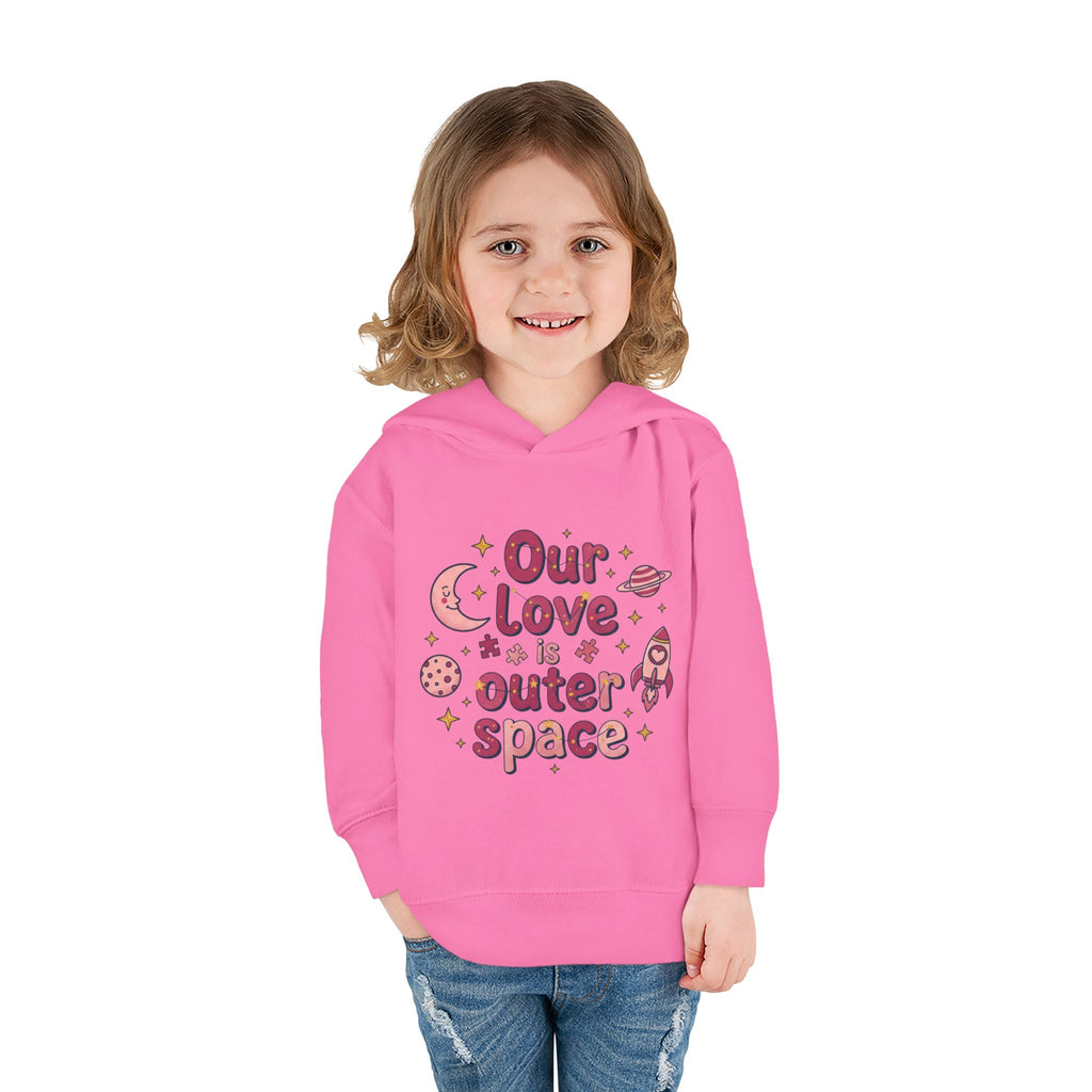 Toddler Hoodie — "Our Love Is Outer Space" Cute Rocket & Planets Pullover