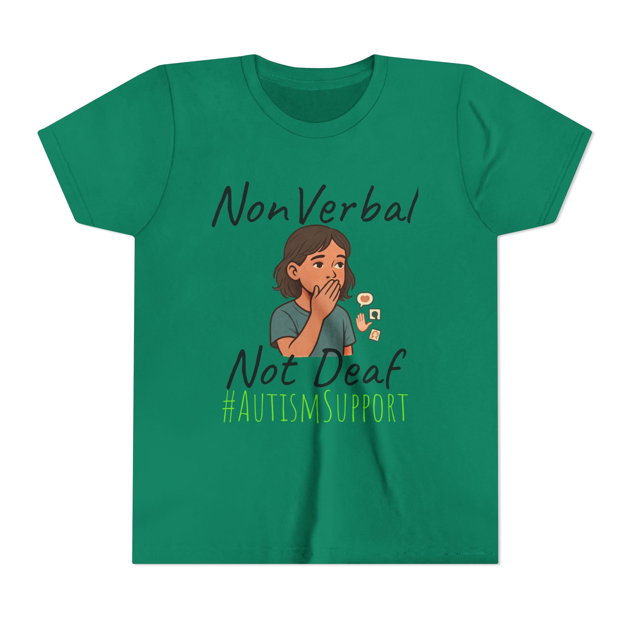 Autism Support Youth Tee — "NonVerbal Not Deaf" & Puzzle Piece "Unique'ism"