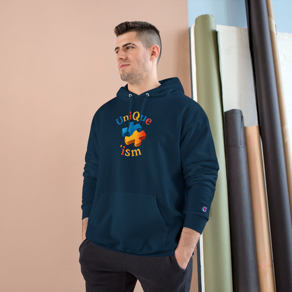 Men/Unisex Champion Hoodie - Autism Awareness Hoodie — Where being yourself is your greatest strength" Back Quote