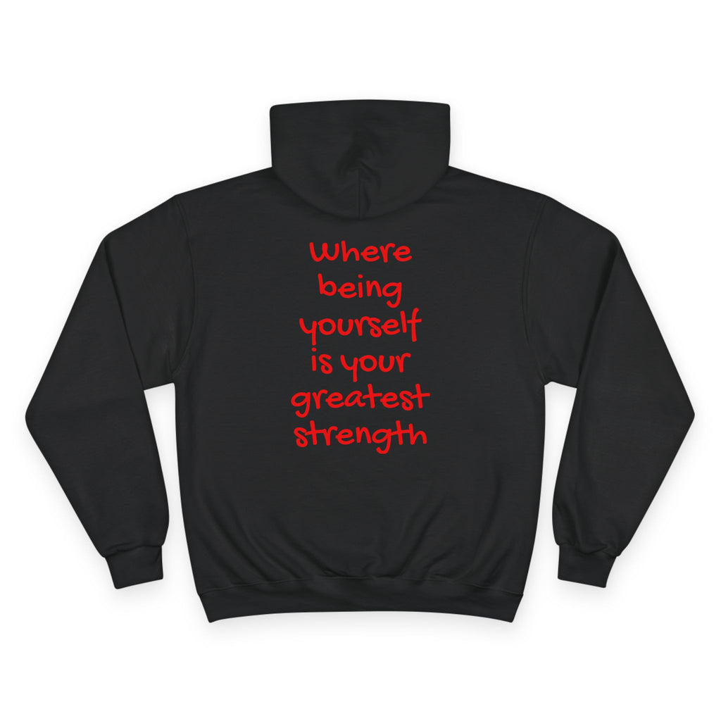 Men/Unisex Champion Hoodie - Autism Awareness Hoodie — Where being yourself is your greatest strength" Back Quote