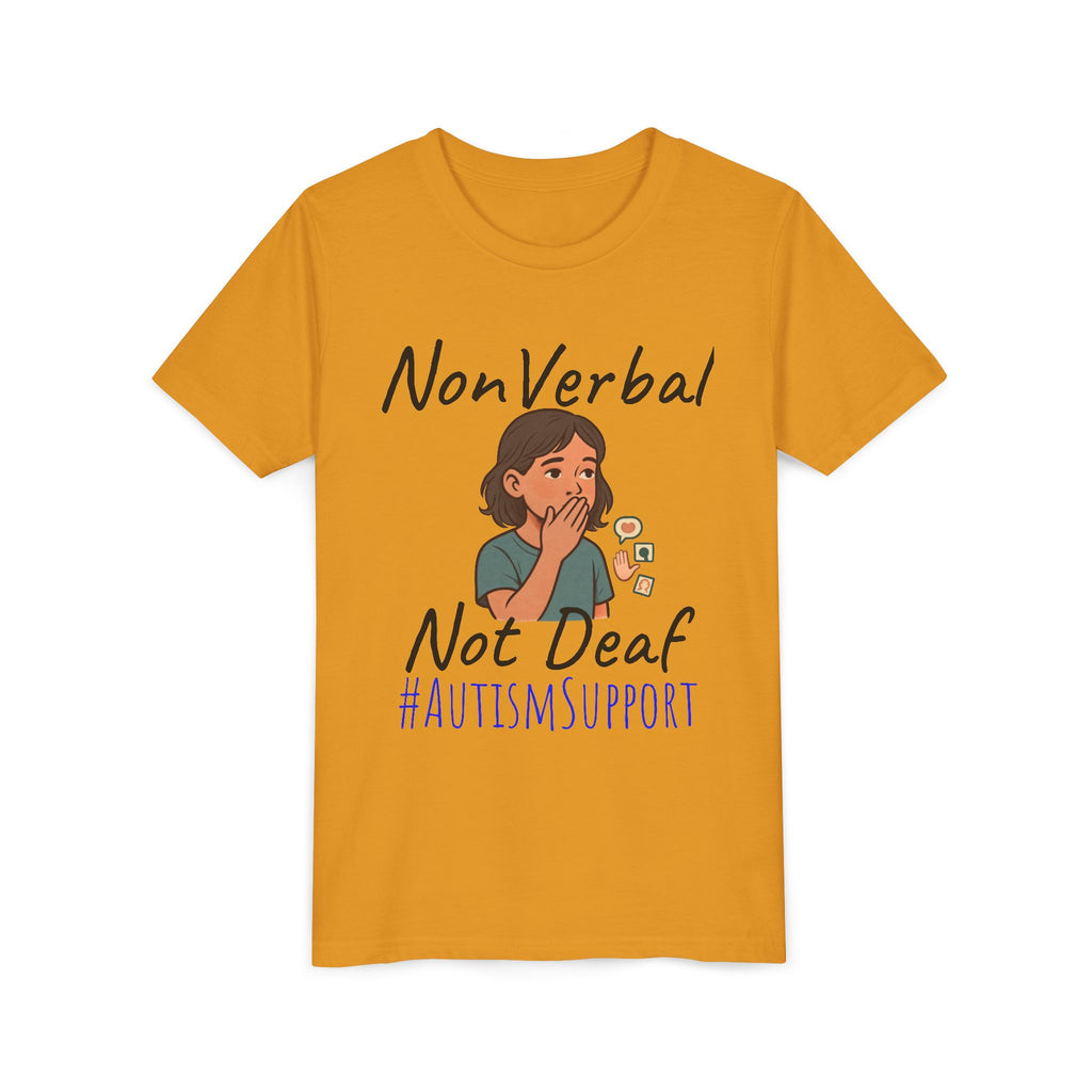 Autism Support Youth Tee — "NonVerbal Not Deaf" & Puzzle Piece "Unique'ism"