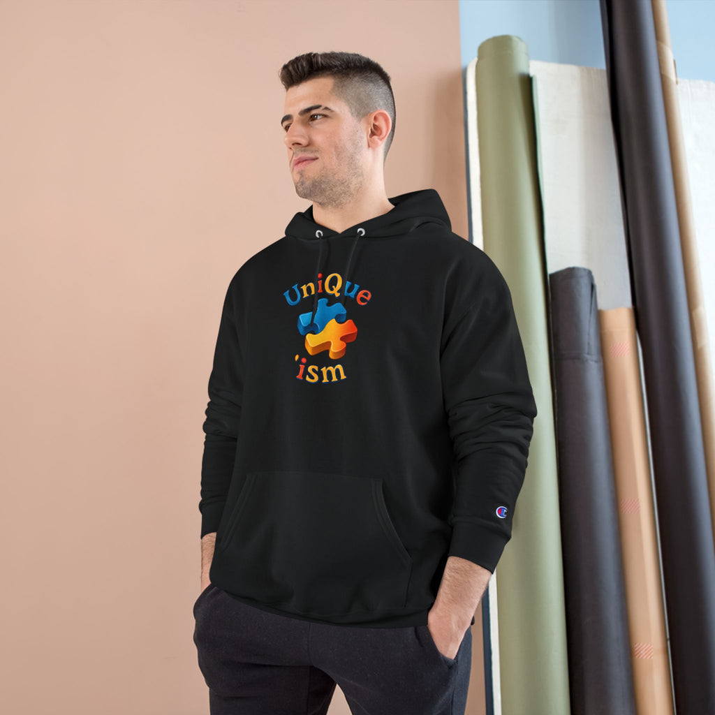 Men/Unisex Champion Hoodie - Autism Awareness Hoodie — Where being yourself is your greatest strength" Back Quote