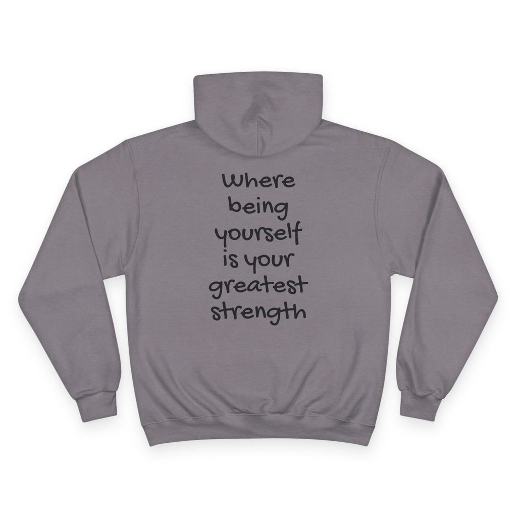 Men/Unisex Champion Hoodie - Autism Awareness Hoodie — Where being yourself is your greatest strength" Back Quote