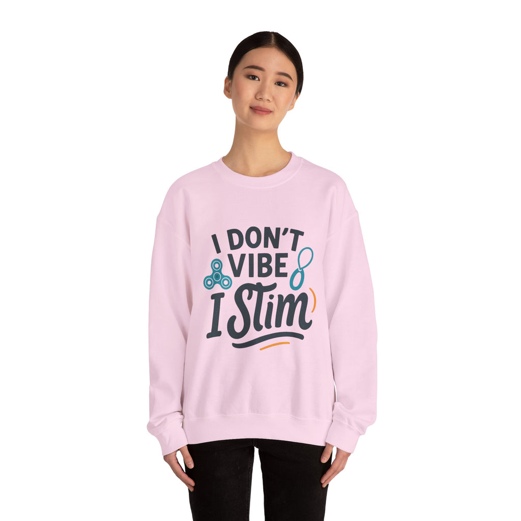 I Don't Vibe I Stim Crewneck Sweatshirt — "Unique'ism" Autism Puzzle Graphic