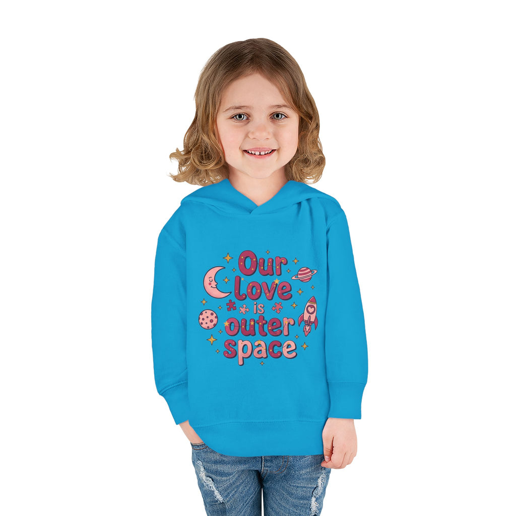 Toddler Hoodie — "Our Love Is Outer Space" Cute Rocket & Planets Pullover