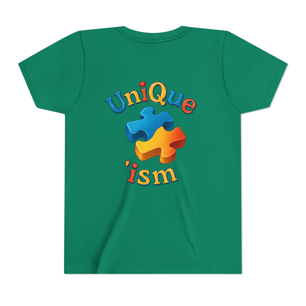 Autism Support Youth Tee — "NonVerbal Not Deaf" & Puzzle Piece "Unique'ism"