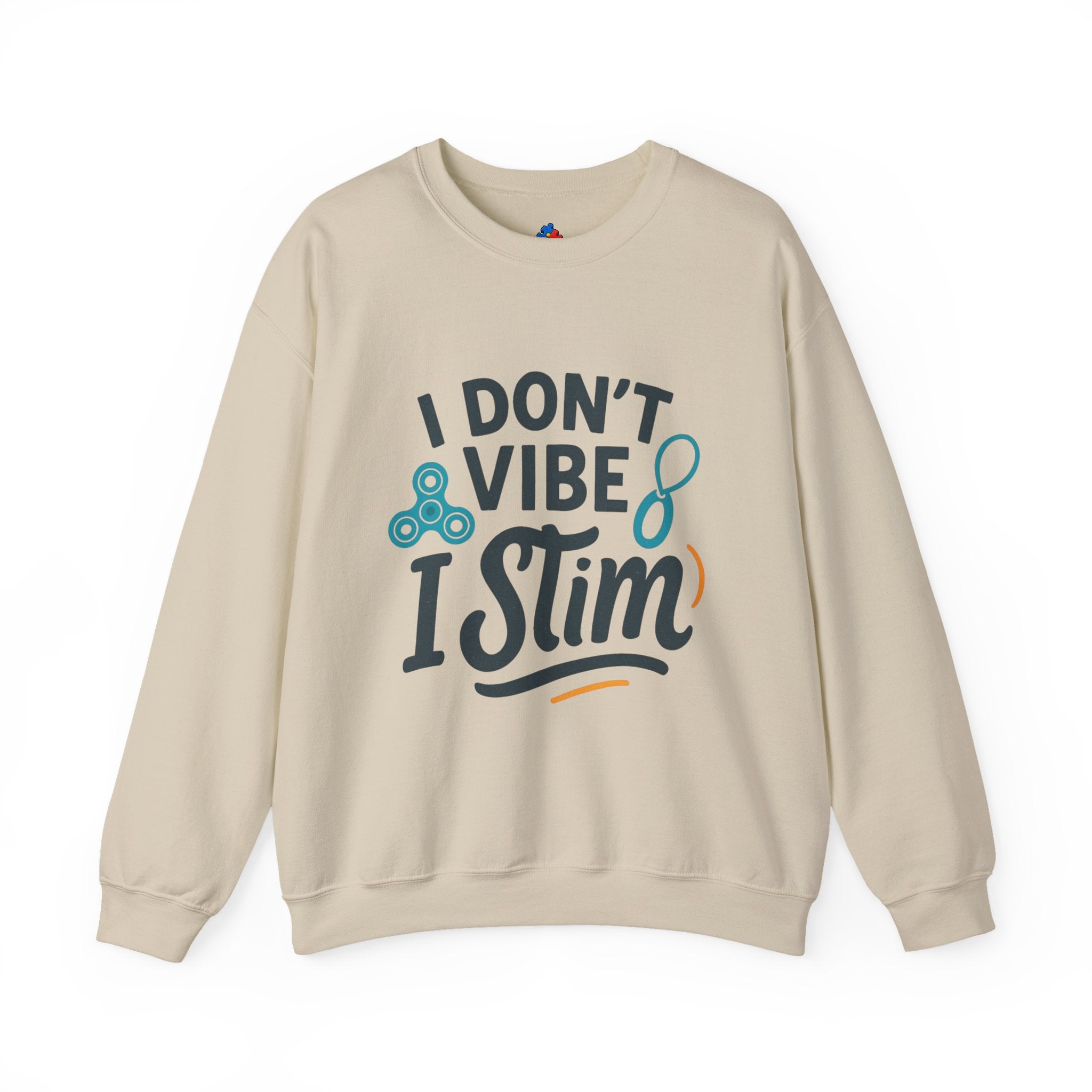 I Don't Vibe I Stim Crewneck Sweatshirt — "Unique'ism" Autism Puzzle Graphic