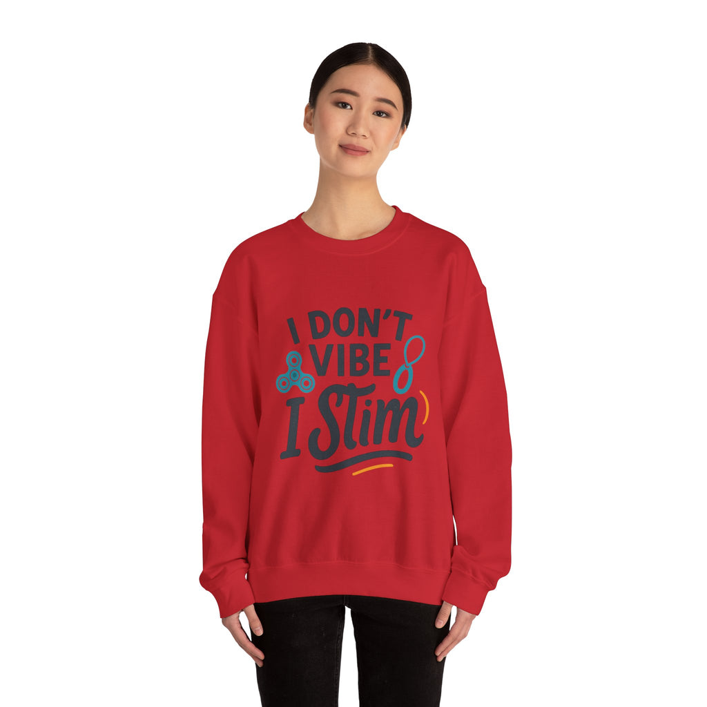 I Don't Vibe I Stim Crewneck Sweatshirt — "Unique'ism" Autism Puzzle Graphic