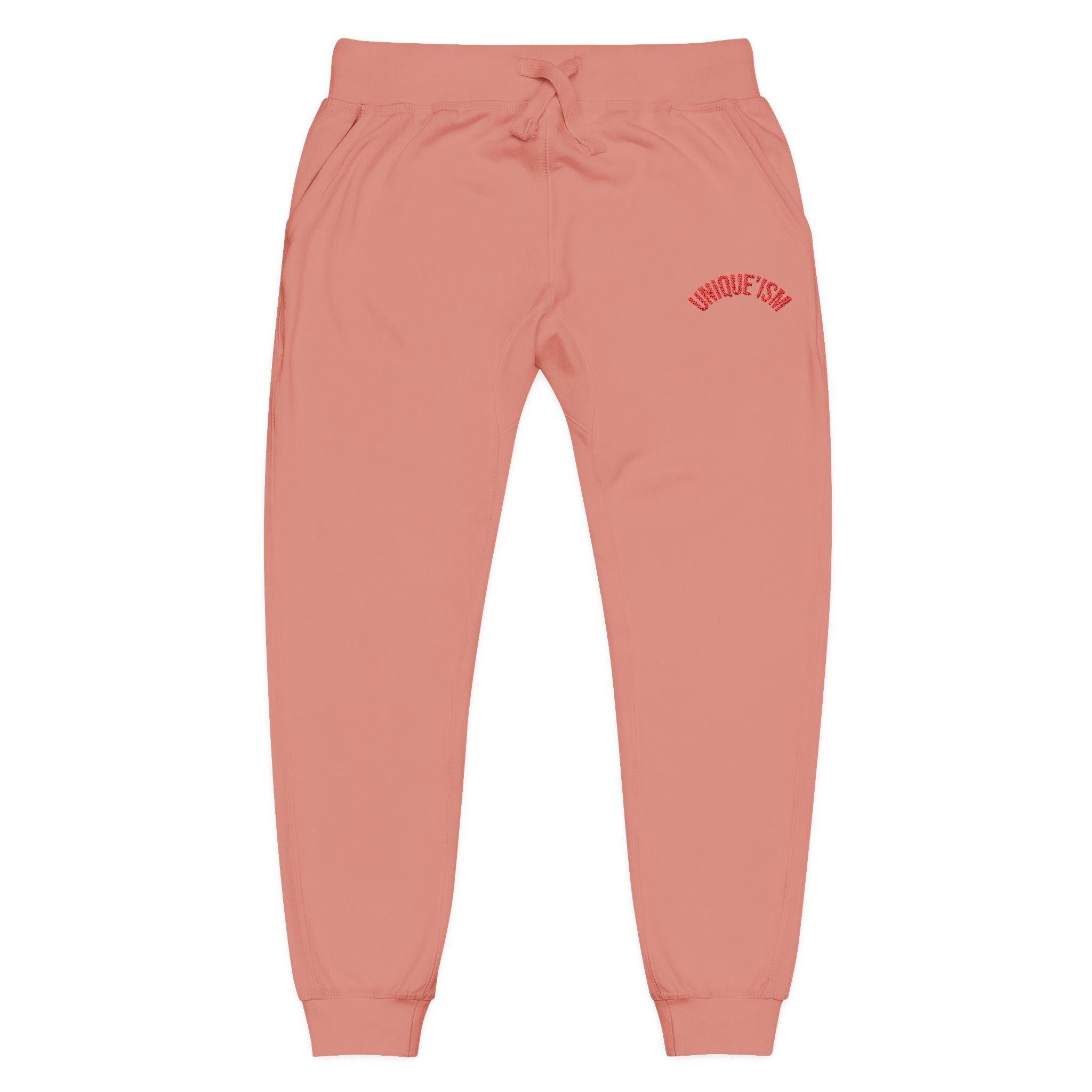 Embroidered Coral Fleece Sweatpants – Cozy Casual Joggers with Script Accent
