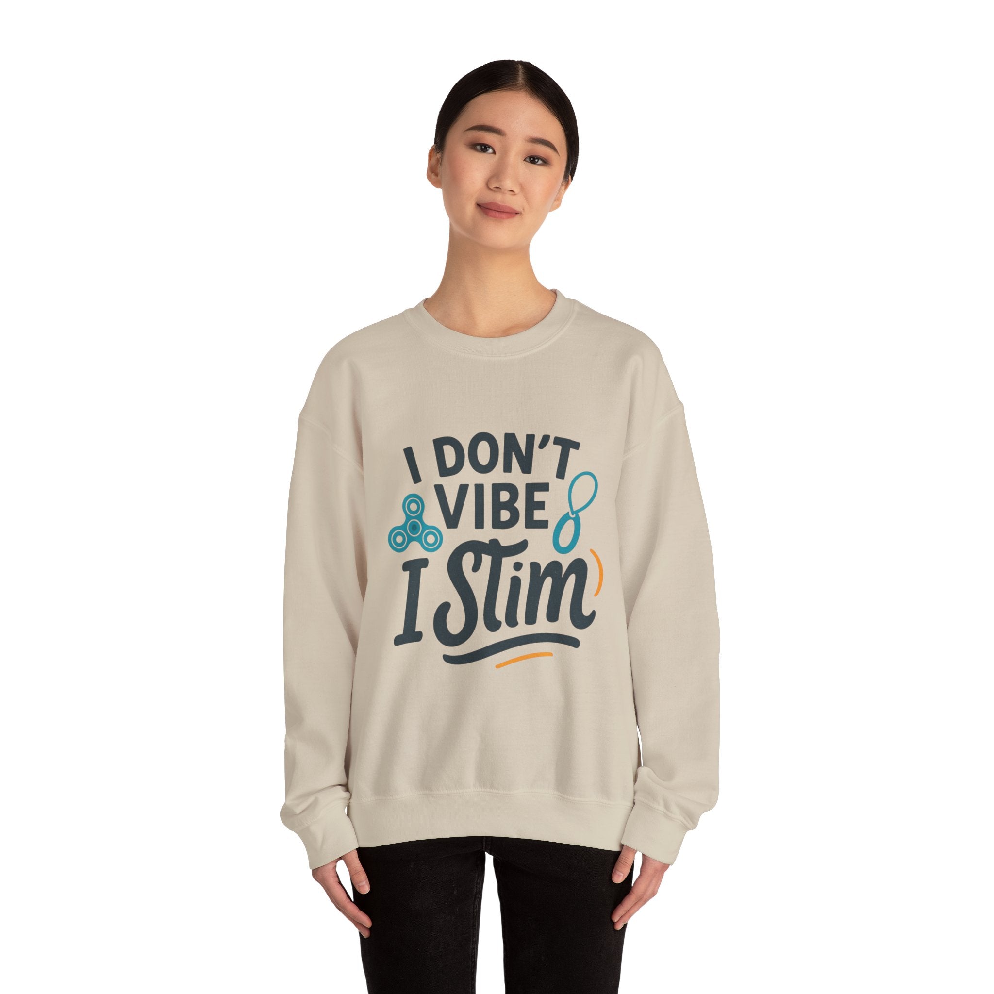 I Don't Vibe I Stim Crewneck Sweatshirt — "Unique'ism" Autism Puzzle Graphic