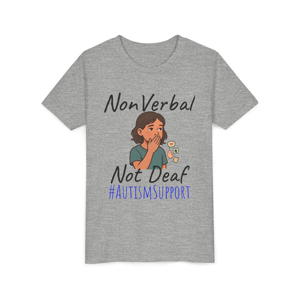 Autism Support Youth Tee — "NonVerbal Not Deaf" & Puzzle Piece "Unique'ism"