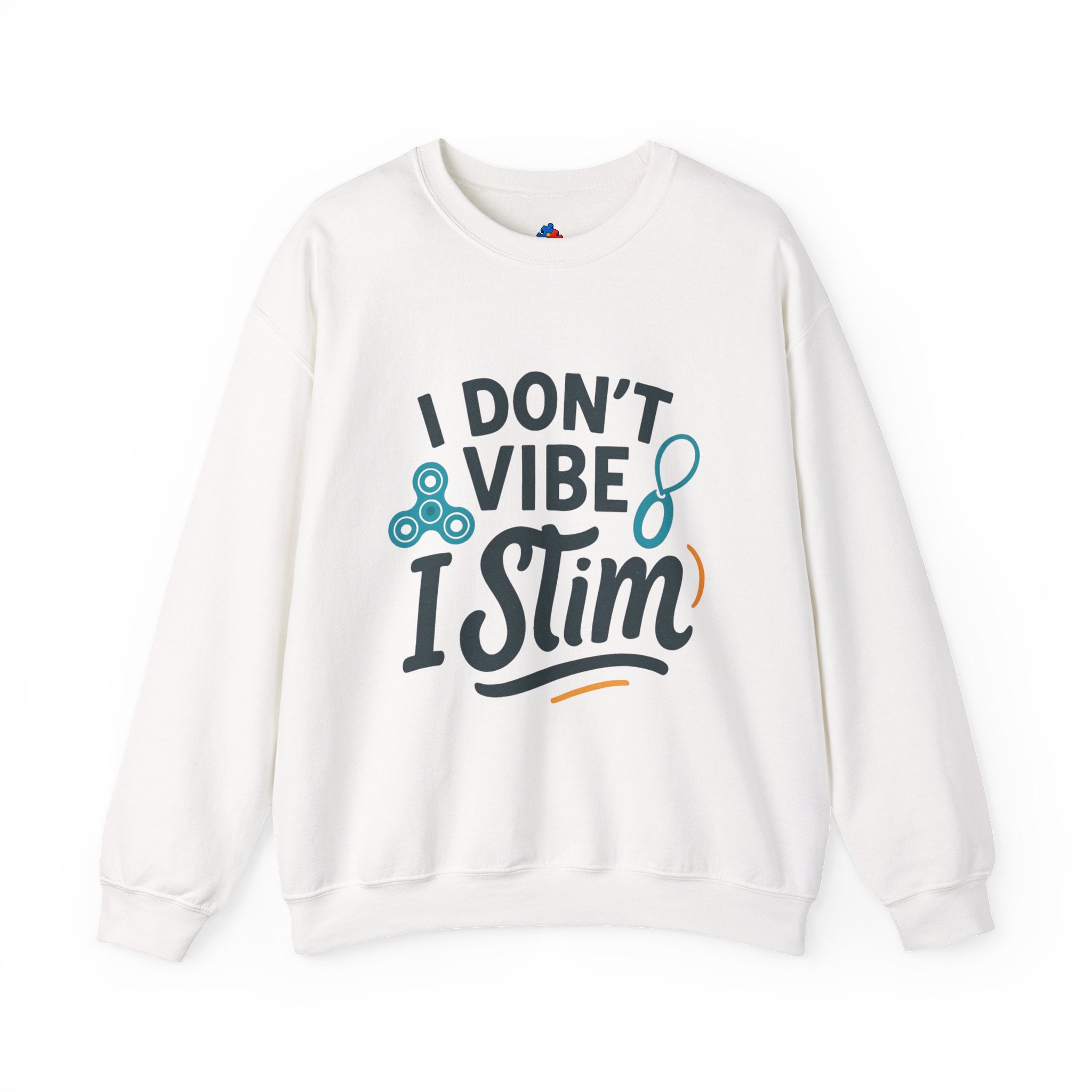 I Don't Vibe I Stim Crewneck Sweatshirt — "Unique'ism" Autism Puzzle Graphic