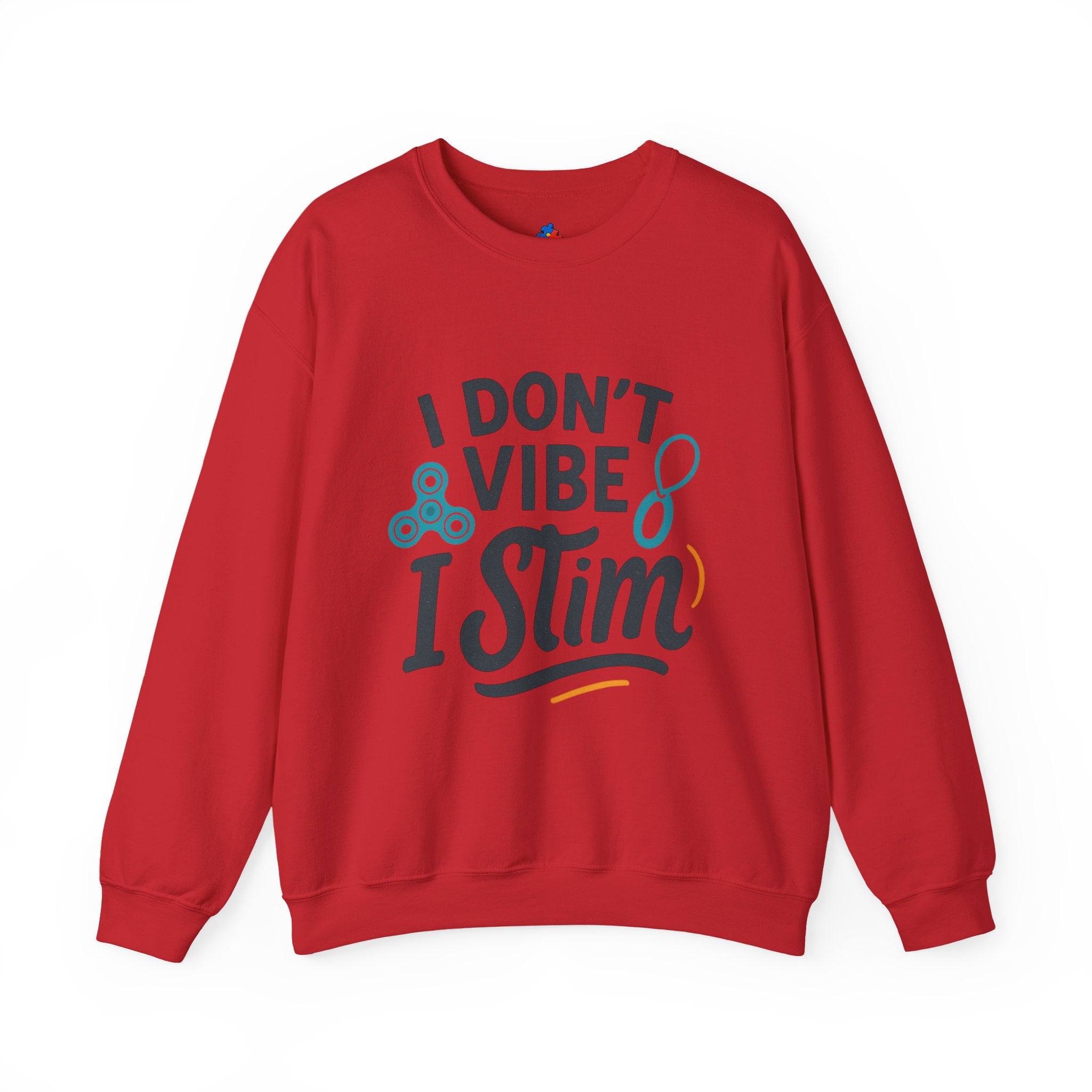 I Don't Vibe I Stim Crewneck Sweatshirt — "Unique'ism" Autism Puzzle Graphic
