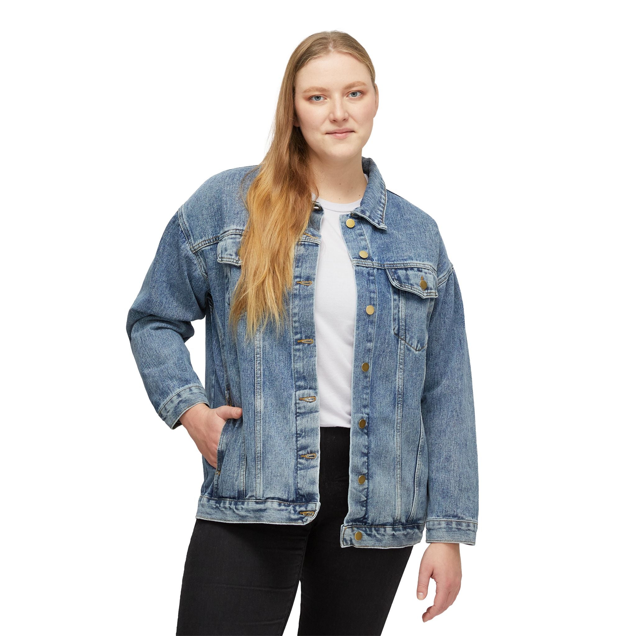 Denim Jacket — "Brilliant, Different, Glamorous" Colorful Graphic Back