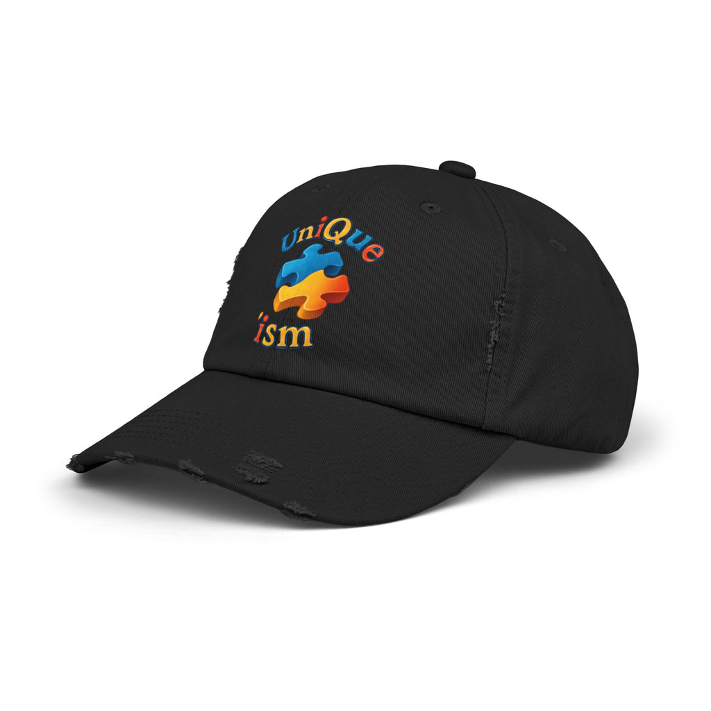 Unique-ism Puzzle Cap — Distressed Black Baseball Hat