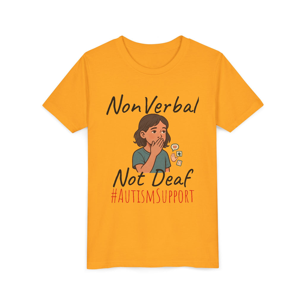 Autism Support Youth Tee — "NonVerbal Not Deaf" & Puzzle Piece "Unique'ism"