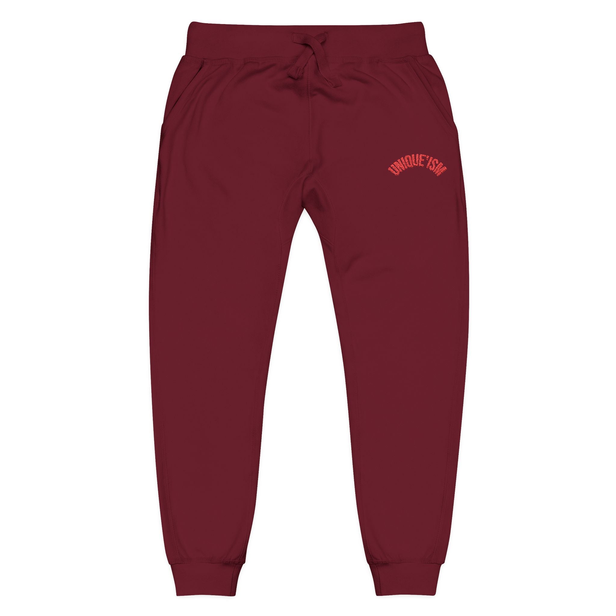 Embroidered Coral Fleece Sweatpants – Cozy Casual Joggers with Script Accent