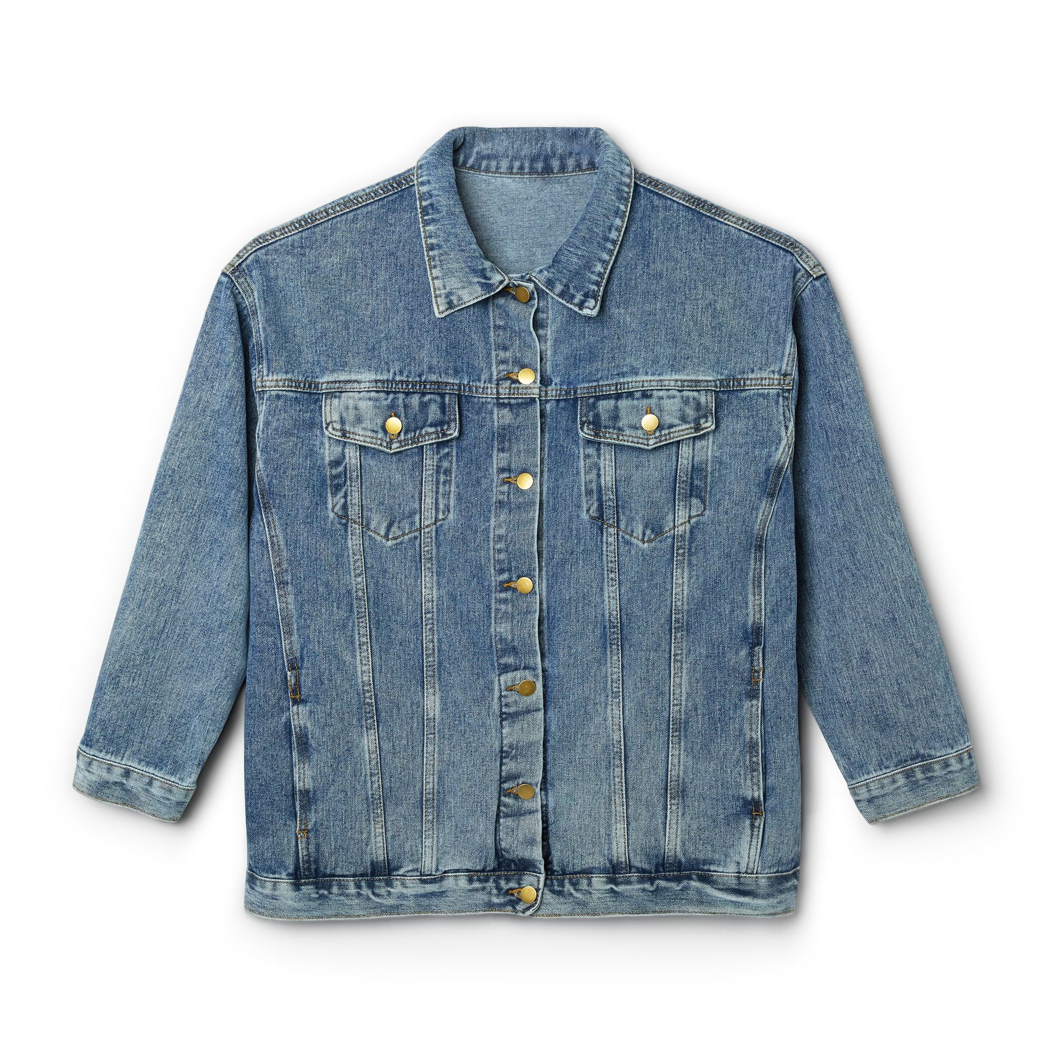 Denim Jacket — "Brilliant, Different, Glamorous" Colorful Graphic Back