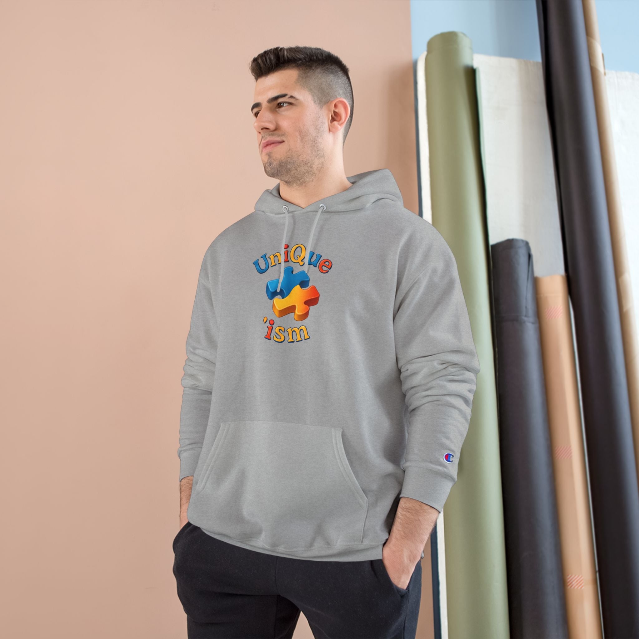 Men/Unisex Champion Hoodie - Autism Awareness Hoodie — Where being yourself is your greatest strength" Back Quote